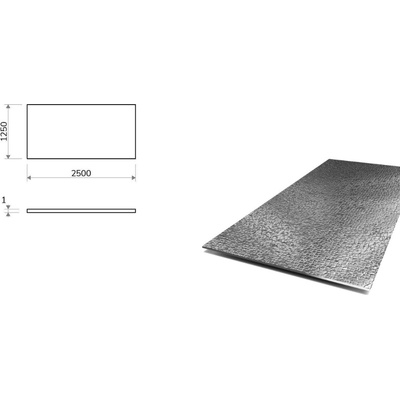 Nerezový plech dekor LEDER - 1,25x2,5 m, tloušťka 1 mm + fólie