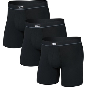 Saxx Мъжко синтетично термобельо Saxx Essential Cotton Boxer Brief Fly 3-Pack Everyday base layer - Black - размер XXL (014-2476-0116)