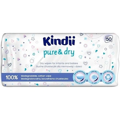 KINDII Pure & Dry suché obrúsky pre bábätká a deti 50 ks
