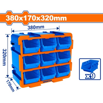 WADFOW Комплект открити кутии WADFOW, 380 x 170 x 320 мм, 9 броя (WF WTB8330)