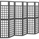 vidaXL Параван за стая, 6 панела, масивна ела, черен, 242, 5x180 см (316485)
