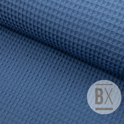 Bavlna Vafla Organic - Modrá denim tmavá