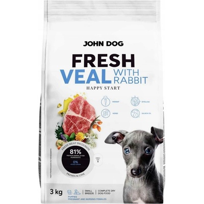 John Dog Fresh Junior pre psa Teľacie mäso s králikom 3 kg