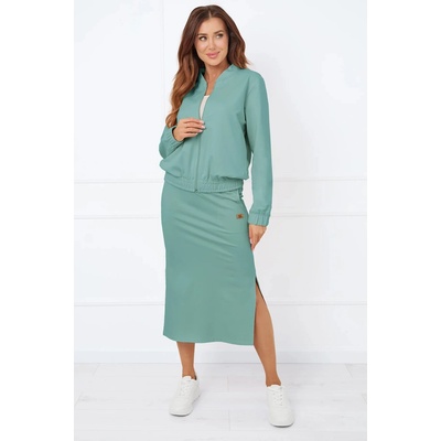Italian Fashion sukňa Stella Midi bavlna mätová