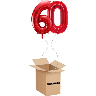 HeliumKing Balónový box Narodeninové číslo 60 červený 86 cm