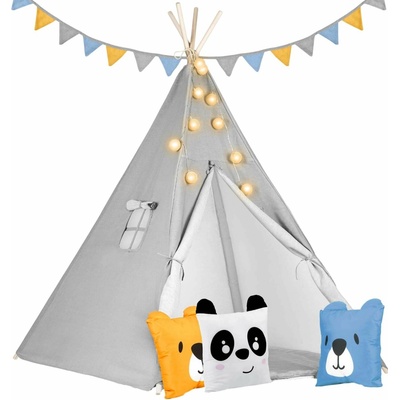 Nukido 740030 Dětské teepee se světýlky šedé – Zboží Dáma