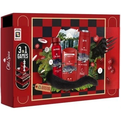 Old Spice Nightpanther sada deostick 50 ml + deodorant 150 ml + sprchový gel 3v1 400 ml + desková hra 3v1 – Zboží Mobilmania