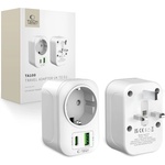 Tech-Protect ta100 travel adapter uk to eu white (5906302368525)