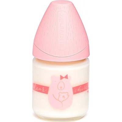 Suavinéx láhev MFL skleněná anatomická savička růžový méďa 120 ml