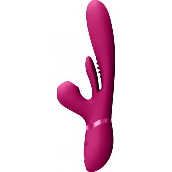 VIVE Kura Thrusting G-Spot Vibrator with Flapping Tongue and Pulse Wave Stimulator Pink