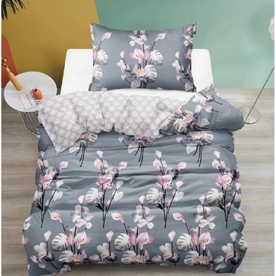 Textilomanie bavlna obliečky Florisino sivé 70x90 140x200
