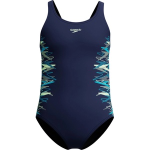 Speedo Детски бански костюм Speedo Kid's Placmement Muscleback Swimsuit - Peacoat / Pale Clover - размер 128 (EU) (750-1573-0512)