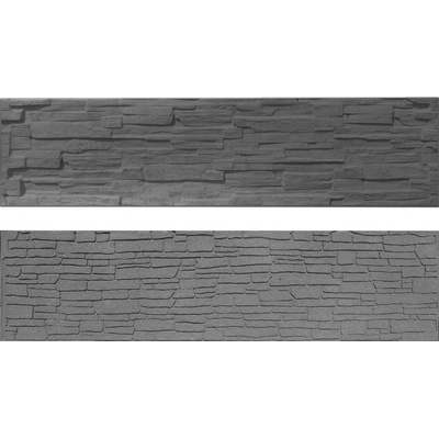 Betonová deska plotová, oboustranná – 200 x 50 cm, štípaný a skládaný kámen - grafit