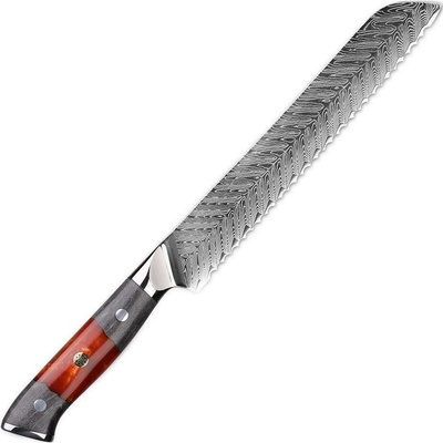 IZMAEL Damaškový kuchynský nôž Yamiyo Bread/Červená/Sivá 20.7 cm