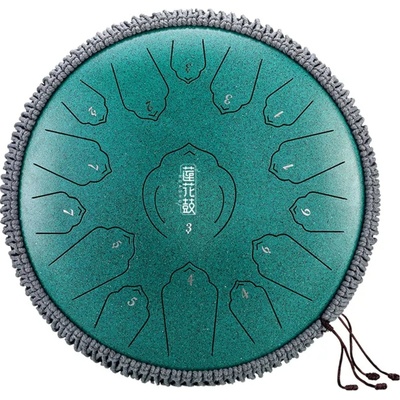 Profesional Tongue drum 13' 33cm 15 tónů D-dur tyrkysový s příslušenstvím