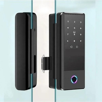 Tuya електронна смарт брава с RFID чипове ( карти) , ПИН код и пръстов отпечатък за стъклени врати SLG5 (SLG5)