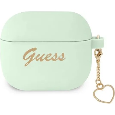 Guess GUA3LSCHSN калъф за AirPods 3, зелен, силиконов чарм Heart Collection (GUA3LSCHSN)