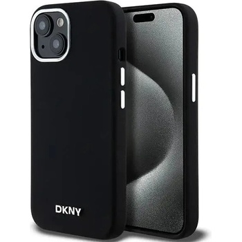 DKNY Кейс DKNY Liquid Silicone Small Metal Logo MagSafe за iPhone 15 / 14 / 13, черен (3666339265717)