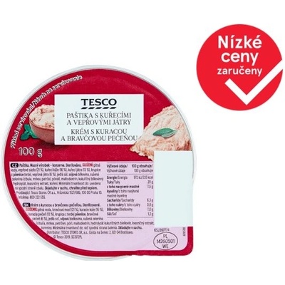 Tesco Paštika s kuřecími a vepřovými játry 100 g
