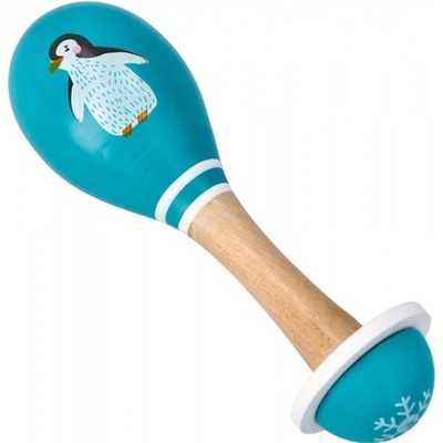 Adam Toys Dřevěné chrastítko rumba koule Tučňák tyrkys