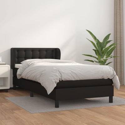 Petrashop 3127283 boxspring postel s matrací černá umělá kůže