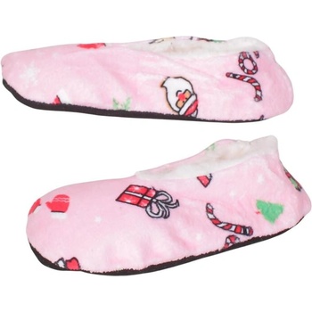 Дамски коледни пантофи-балеринки в розово