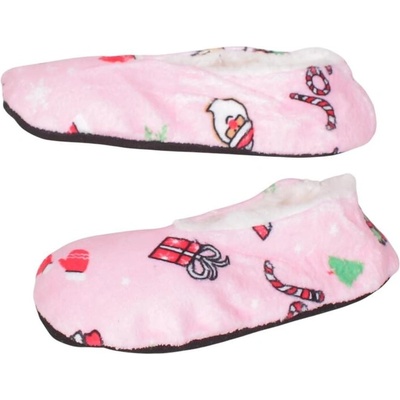 Дамски коледни пантофи-балеринки в розово