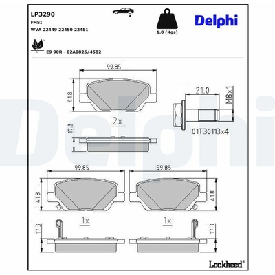 Sada brzdových platničiek kotúčovej brzdy DELPHI LP3290