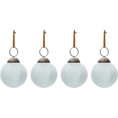 Set čtyř bílých skleněných vánočních ozdob Kave Home Talve 6 cm