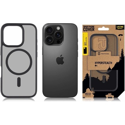 Tactical Калъф за Apple iPhone 16 Pro, хибриден (термополиуретан и поликарбонат), Tactical MagForce Hyperstealth Cover, удароустойчив, черен (57983121845)