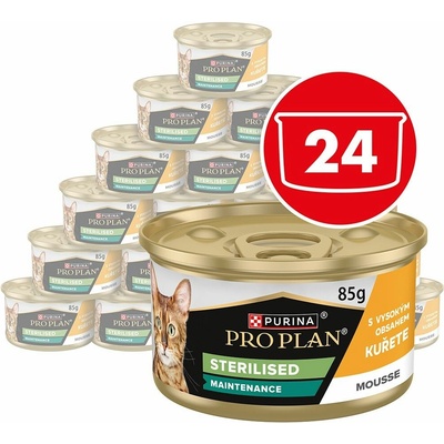 PRO PLAN Sterilised Maintenance paštéta pre mačky kura 24 x 85 g