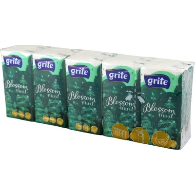 Grite hygienické vreckovky 3-vrstvové Blossom MINT 10 x 10 ks