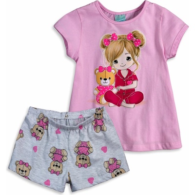 Kyly Dívčí pyžamo svítící ve tmě HOLČIČKA S MEDVÍDKEM růžové