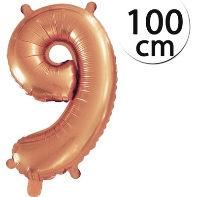 FUN RAG 9Bronze 222493 Héliový balón fóliový číslo 9 bronzová 100 cm