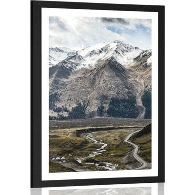 Plakát s paspartou nádherné horské panorama - 30x45 silver