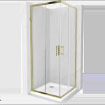 Mexen Rio квадратна душ кабина 80 x 80 см, прозрачна, златна + Flat поддушово (860-080-080-50-00-4010G)