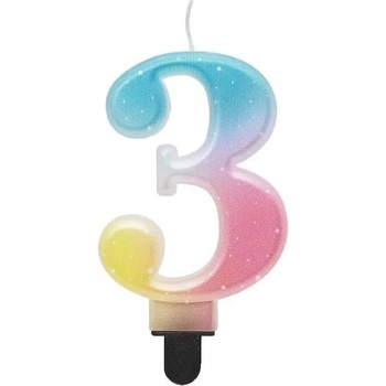 Godan Красота и чар: Свещ във форма на цифра, пастелен дъга - 3 (sf-opa3)