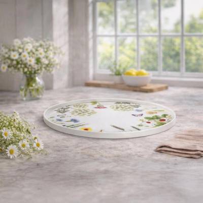 Gilde Dortový porcelánový talíř Divoké květy 498188, Ø 27 × v 1,9 cm