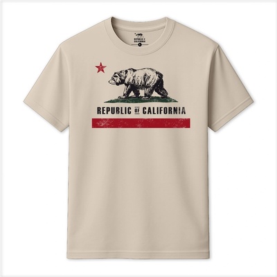 Republic of California Тениска Republic of California Men's Old Flag T-Shirt - Natural