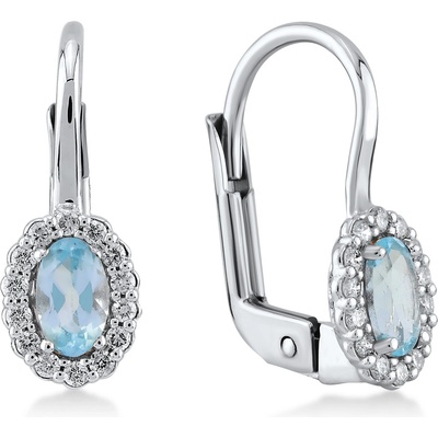 Lillian Vassago Patentové náušnice s modrými topazy a diamanty bílé zlato LLV11-SMEG5730-02-BTZ