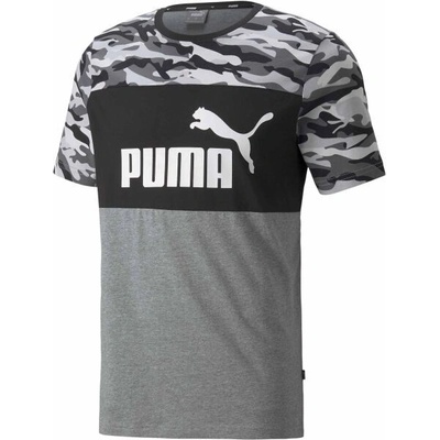 Puma ESS+ Camo Tee tmavo sivé biele čierne