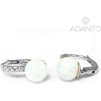 Adanito BRN0196S zlaté opálové náušnice z bieleho zlata so zirkónmi