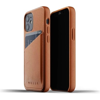 Mujjo Leather Wallet Case - кожен (естествена кожа) кейс с джоб за кредитна карта за iPhone 12 mini (кафяв)