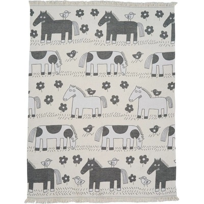 Klippan bavlna deka Horse black white 140x180