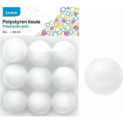 Polystyren Luma, Koule 40mm, 9ks v balení