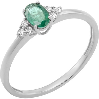 Eppi Zásnubný prsteň so smaragdom a diamantmi Kylie R34038
