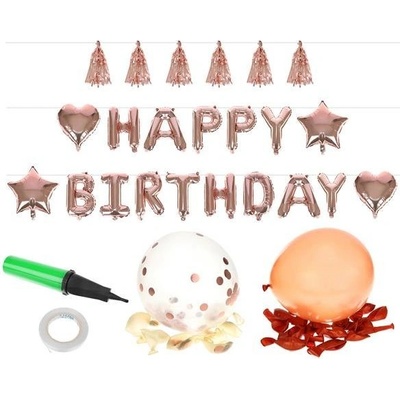 Narodeninové balóny Happy Birthday ružové zlato