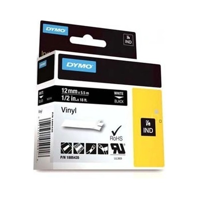 DYMO Rhino 1805435, 12mm x 5, 5m, бял печат/черен фон, оригинална лента (1805435)