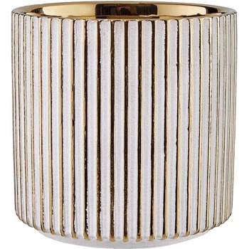 Butlers GOLDIE Kvetináč prúžky 12 cm - bielý/zlatý