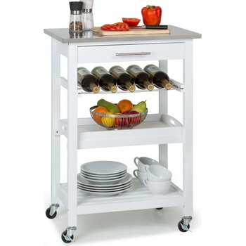 Klarstein Vermont servírovací vozík 5 úrovní dřevo nerezová ocel pojízdný Bílá